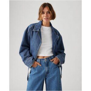 Levi's Premium Denim Biker Jacket Medium Wash NWT Size